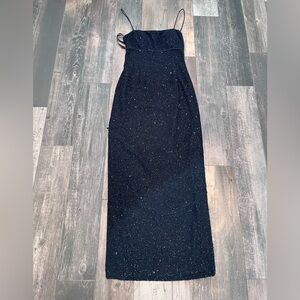 Vtg Morgan And Co. Linda Bernell Black Beaded Whimsy Goth Prom Dress Maxi Sz 3